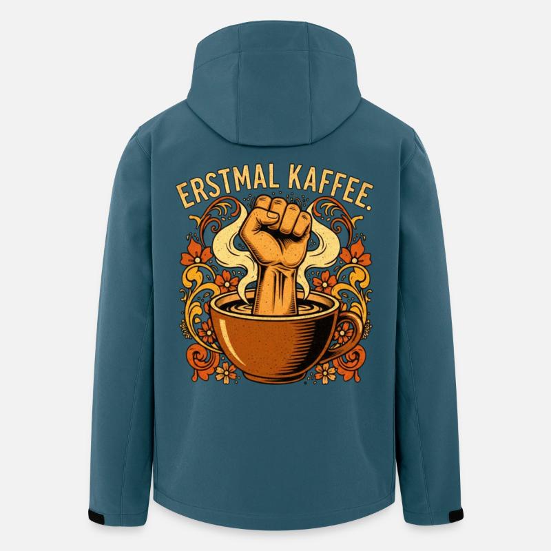 Erstmal Kaffee Faust Statement - Recycelte Männer Softshell-Jacke von Stanley/Stella - Dunkles Petrol