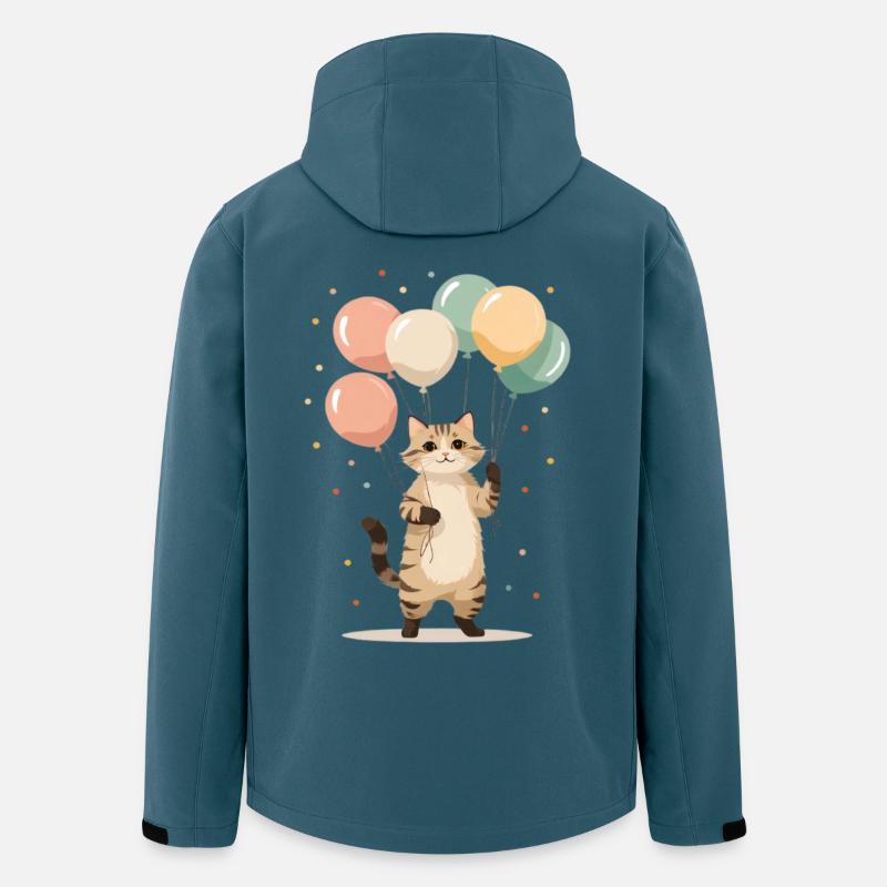 Katze mit bunten Ballons - Recycelte Männer Softshell-Jacke von Stanley/Stella - Dunkles Petrol