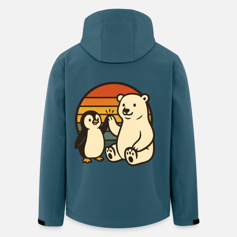 Eisbär und Pinguin - Recycelte Männer Softshell-Jacke von Stanley/Stella - Dunkles Petrol