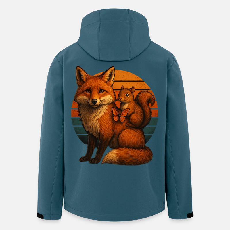 Fuchs Eichhörnchen Retro Tierfreunde - Recycelte Männer Softshell-Jacke von Stanley/Stella - Dunkles Petrol
