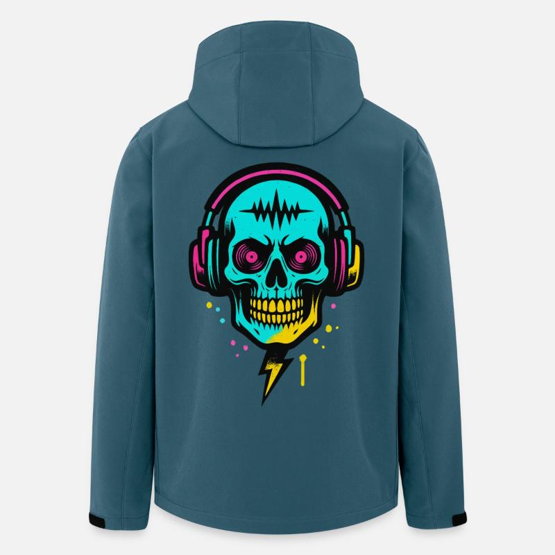 Neon Skull Kopfhörer, Dark Rave Beats - Recycelte Männer Softshell-Jacke von Stanley/Stella - Dunkles Petrol