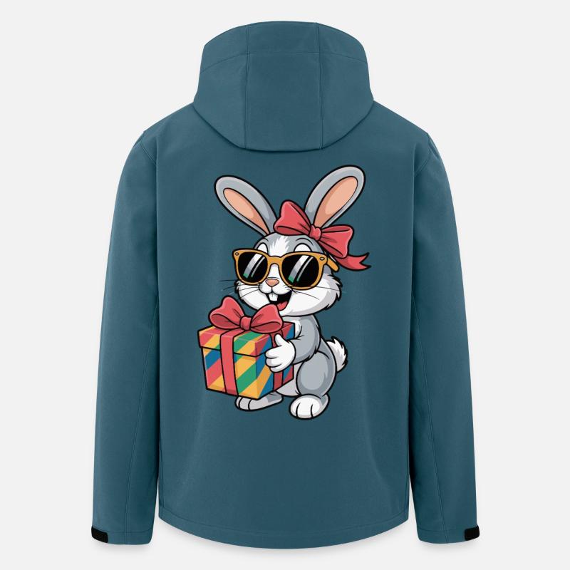 Fröhlicher Hase mit Geschenk - Recycelte Männer Softshell-Jacke von Stanley/Stella - Dunkles Petrol