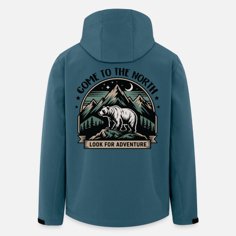 Nordabenteuer Bär am Berg - Recycelte Männer Softshell-Jacke von Stanley/Stella - Dunkles Petrol
