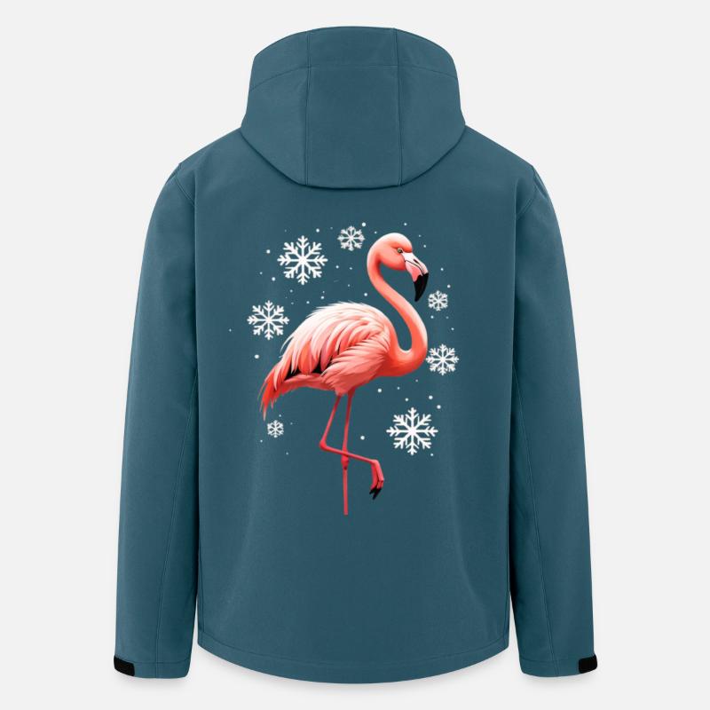 Flamingo winter scene with snowflakes - Men’s Recycled Softshell Jacket by Stanley/Stella - stargazer