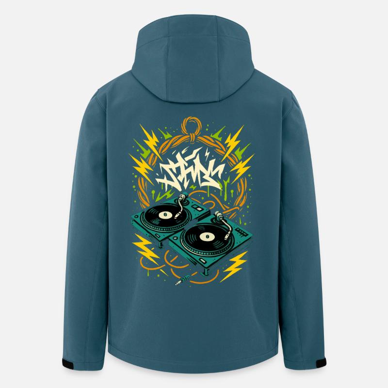 Turntables DJ, Graffiti Style, Rave Musik - Recycelte Männer Softshell-Jacke von Stanley/Stella - Dunkles Petrol