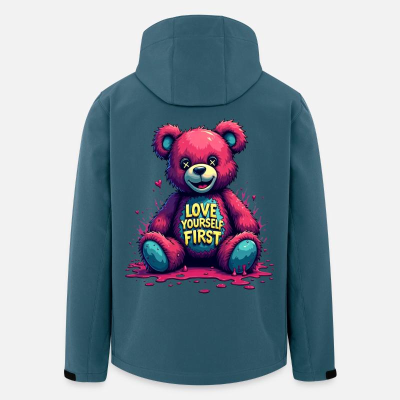 Love Yourself First Teddybär Graffiti - Recycelte Männer Softshell-Jacke von Stanley/Stella - Dunkles Petrol