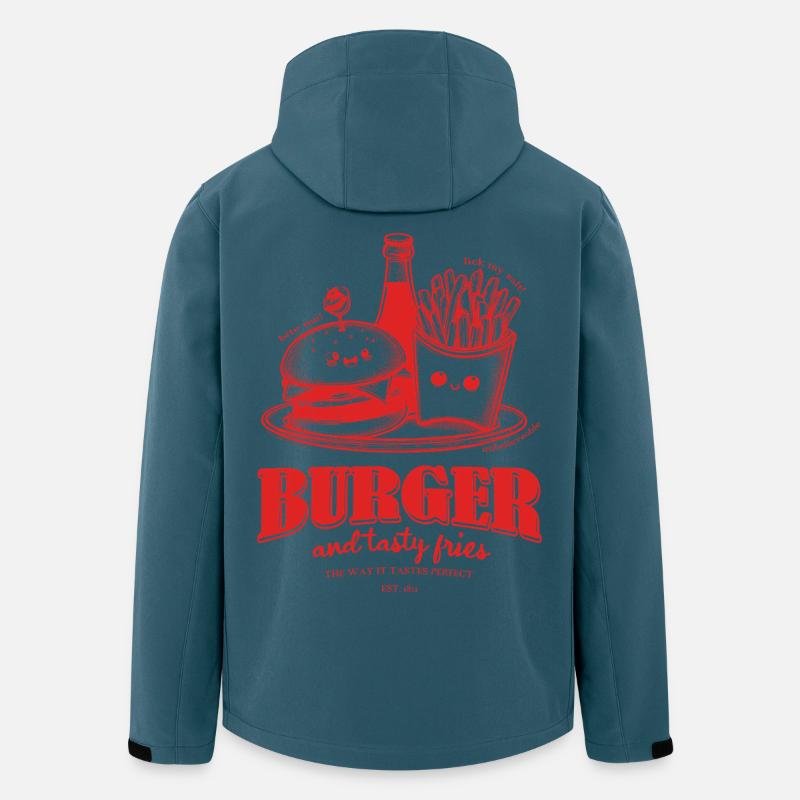 Kichernde Burger Pommes Cartoon - Recycelte Männer Softshell-Jacke von Stanley/Stella - Dunkles Petrol
