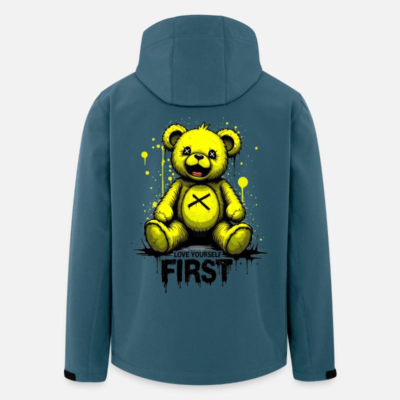 Aime-toi d’abord Teddy Bear Graffiti - Veste softshell homme en polyester recyclé Stanley/Stella - bleu pétrole foncé