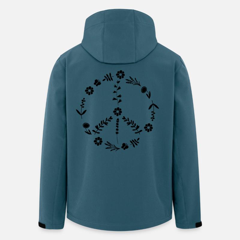 Friedenszeichen, Blumen und Blätter - Recycelte Männer Softshell-Jacke von Stanley/Stella - Dunkles Petrol