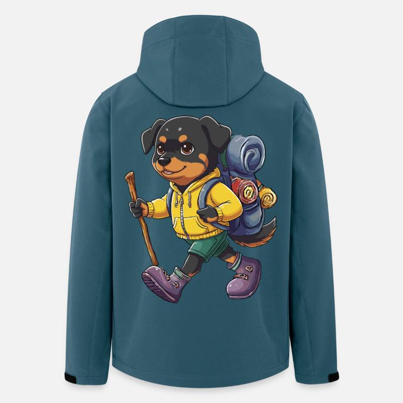Rottweiler Hund, Wandern, Camping, Abenteuer-Rucksacktourist. - Recycelte Männer Softshell-Jacke von Stanley/Stella - Dunkles Petrol