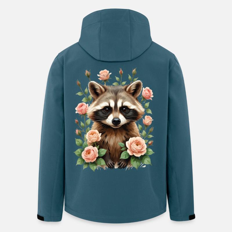 Waschbär mit Rosenrahmen - Recycelte Männer Softshell-Jacke von Stanley/Stella - Dunkles Petrol