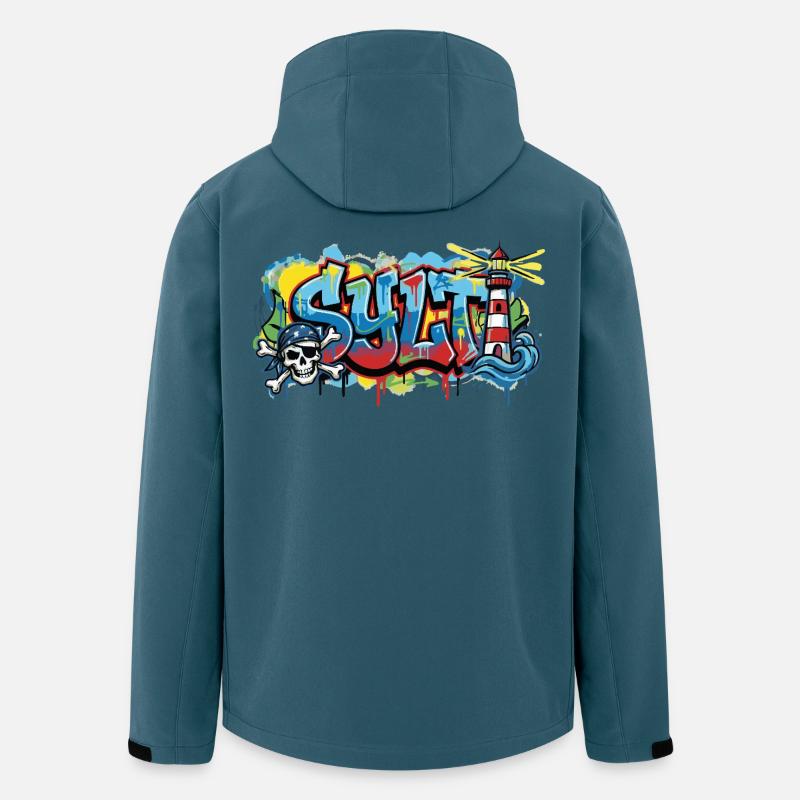 Sylt Graffiti mit Leuchtturm - Recycelte Männer Softshell-Jacke von Stanley/Stella - Dunkles Petrol