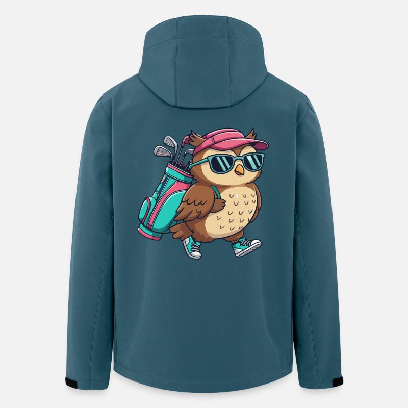 Lustiger Eulen-Golfer Cartoon Cooles Golftier - Recycelte Männer Softshell-Jacke von Stanley/Stella - Dunkles Petrol