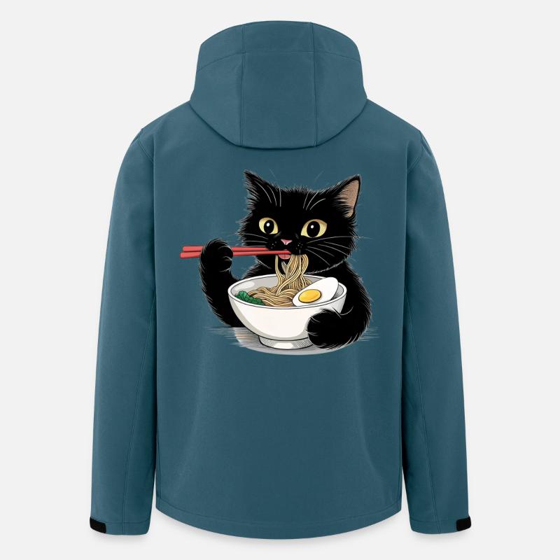 Black cat eating ramen noodles - Men’s Recycled Softshell Jacket by Stanley/Stella - stargazer