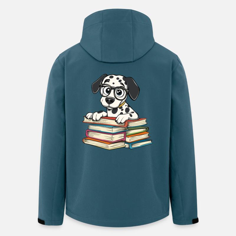 Niedliches Dalmatinerhund-Lesebuch mit Brille - Recycelte Männer Softshell-Jacke von Stanley/Stella - Dunkles Petrol