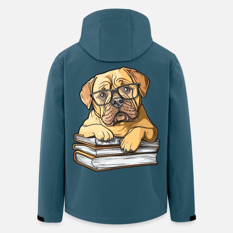Niedliches Mastiff-Hund-Lesebuch mit Brille - Recycelte Männer Softshell-Jacke von Stanley/Stella - Dunkles Petrol