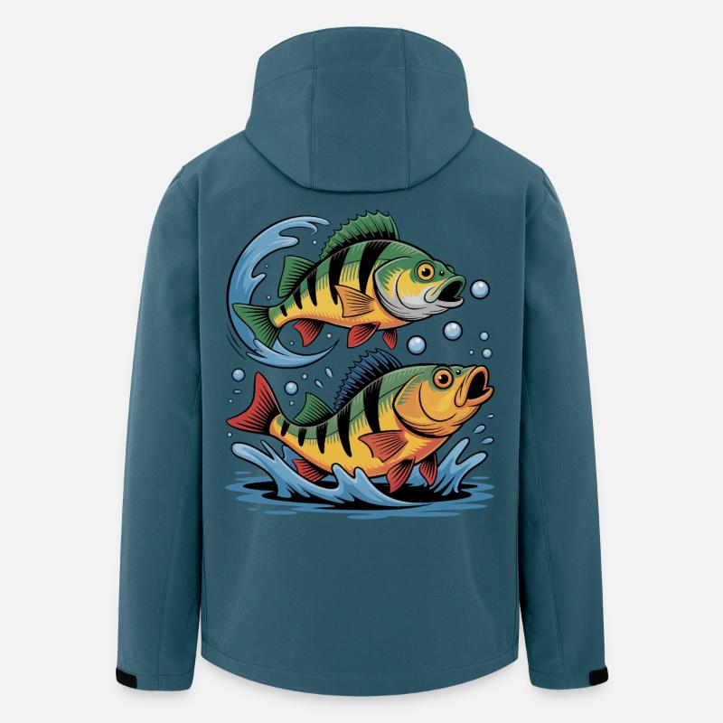 Zwei Barsche – Anglerdesign für Sportfischer - Recycelte Männer Softshell-Jacke von Stanley/Stella - Dunkles Petrol