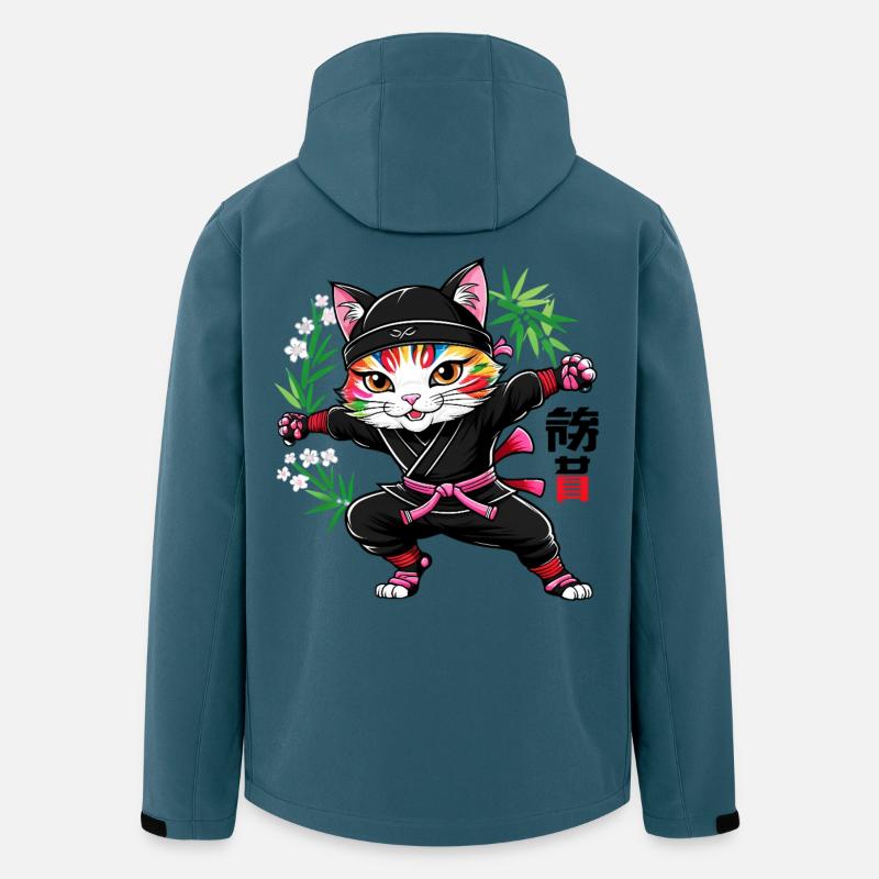 Japanische Kawaii Ninja Katze  - Recycelte Männer Softshell-Jacke von Stanley/Stella - Dunkles Petrol