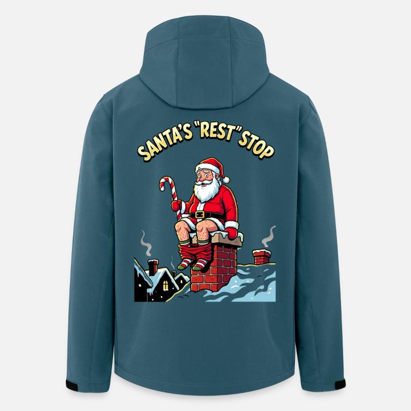 Père Noël Pause Toilette Cheminée Fun - Veste softshell homme en polyester recyclé Stanley/Stella - bleu pétrole foncé