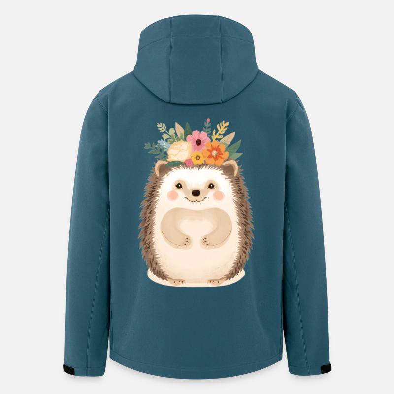 Blumenkranz-Igel: süßer Waldfreund - Recycelte Männer Softshell-Jacke von Stanley/Stella - Dunkles Petrol