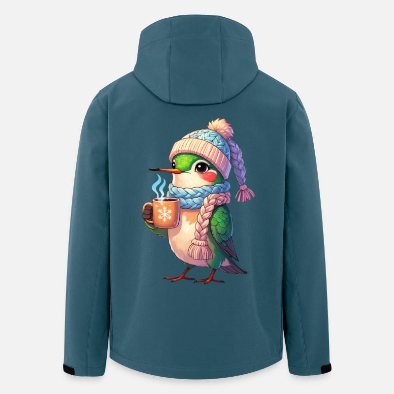 Winterkuschel Vogel mit Becher - Recycelte Männer Softshell-Jacke von Stanley/Stella - Dunkles Petrol