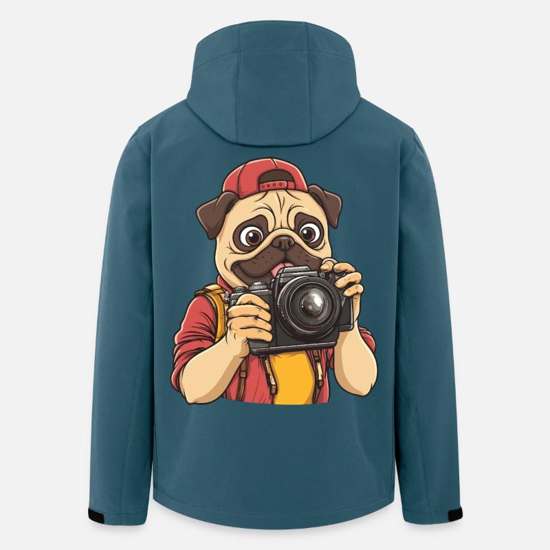Lustiger cooler Mops-Fotograf mit Kamera - Recycelte Männer Softshell-Jacke von Stanley/Stella - Dunkles Petrol
