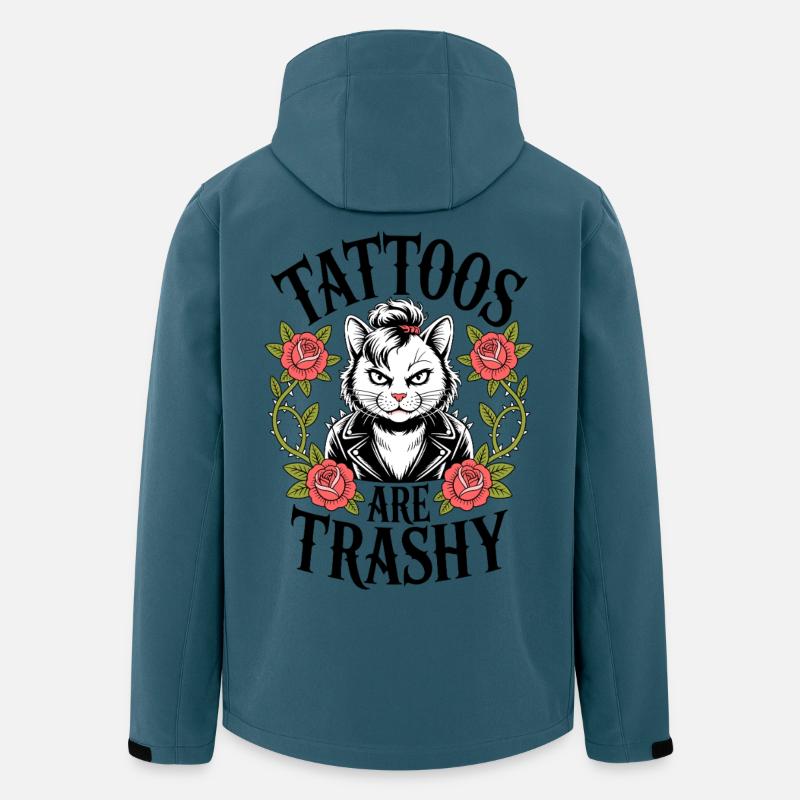 Punkkatze mit Lederjacke und Rosen - Recycelte Männer Softshell-Jacke von Stanley/Stella - Dunkles Petrol