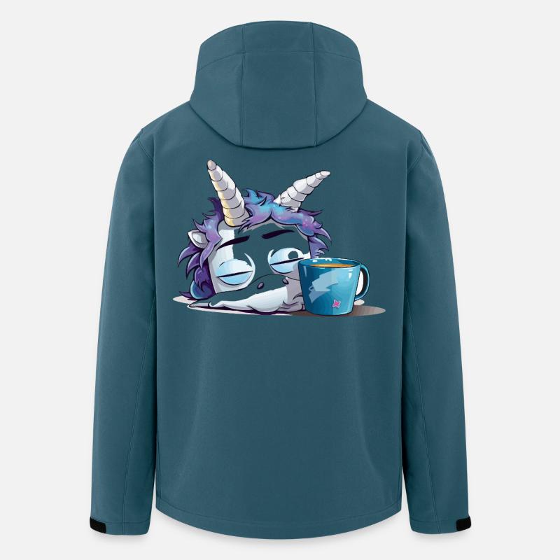 Schlafendes Einhorn und Kaffeebecher - Recycelte Männer Softshell-Jacke von Stanley/Stella - Dunkles Petrol