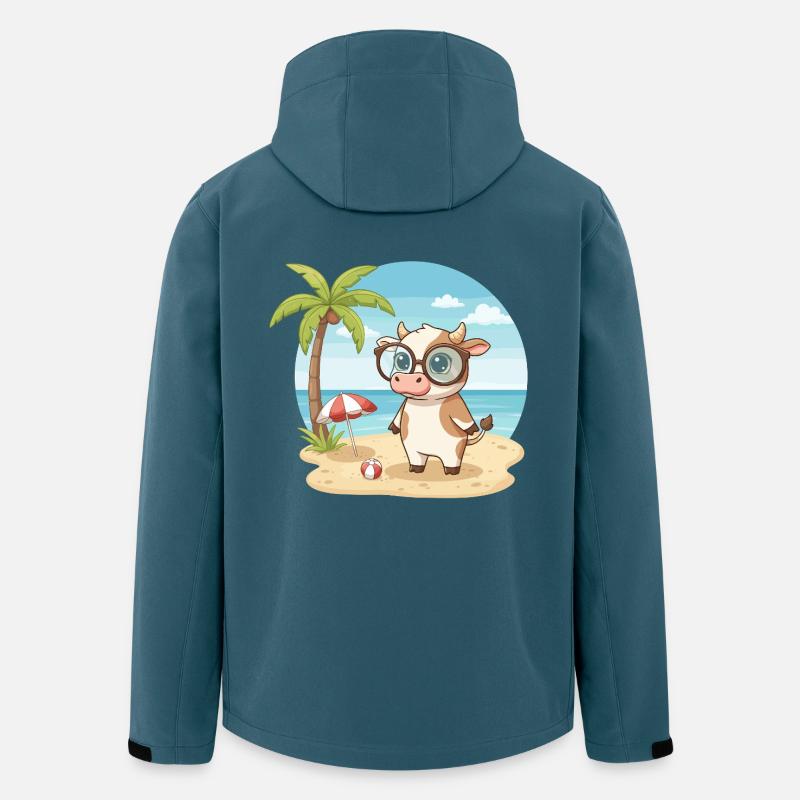 Süße Kuh mit Brille Strandsommerferien - Recycelte Männer Softshell-Jacke von Stanley/Stella - Dunkles Petrol
