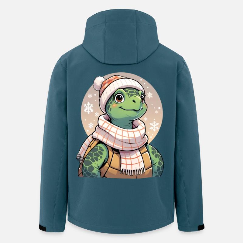 Winter-Schildkröten Illustration mit Schal - Recycelte Männer Softshell-Jacke von Stanley/Stella - Dunkles Petrol