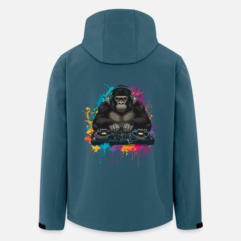 Gorilla DJ am Mischpult - Recycelte Männer Softshell-Jacke von Stanley/Stella - Dunkles Petrol