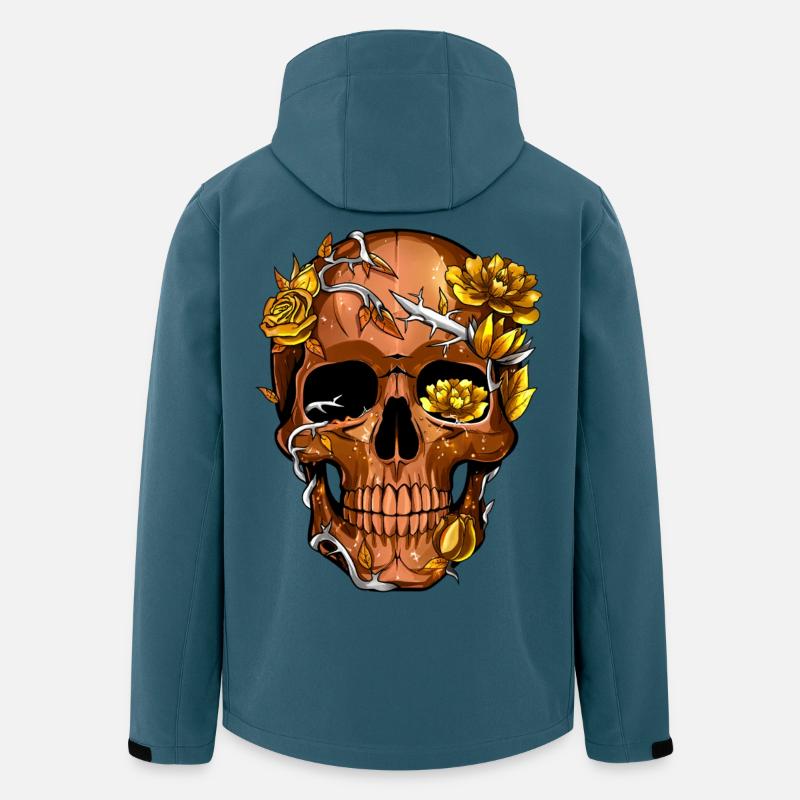 Goldener Stacheldraht-Blumenschädel - Recycelte Männer Softshell-Jacke von Stanley/Stella - Dunkles Petrol