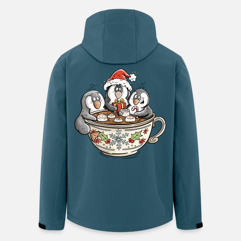 Cute Christmas Penguins in Cocoa Cup - Men’s Recycled Softshell Jacket by Stanley/Stella - stargazer