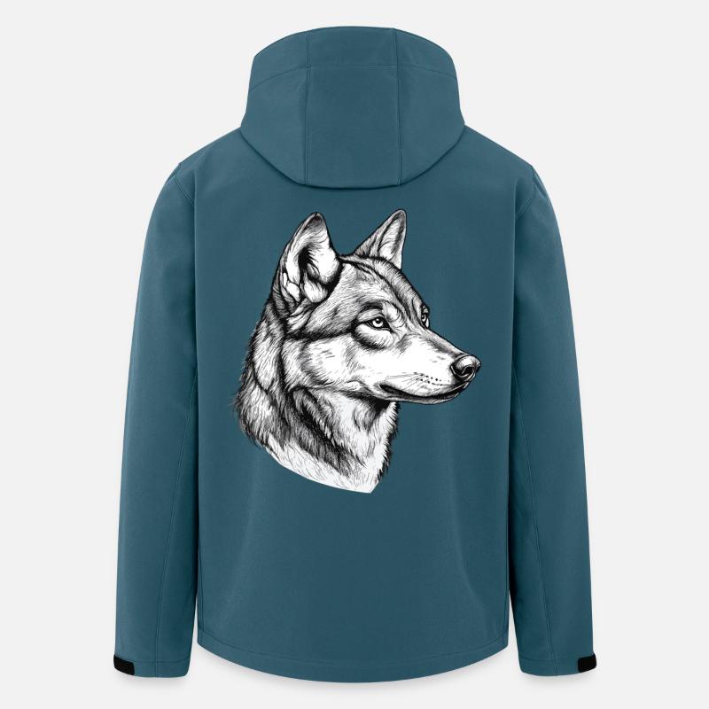 Wolf Wolfskopf Schwarz Weiß Gezeichnet Kunst - Recycelte Männer Softshell-Jacke von Stanley/Stella - Dunkles Petrol