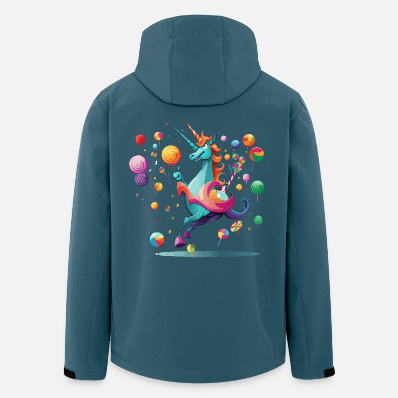 Buntes Einhornzauber-Lolli-Paradies - Recycelte Männer Softshell-Jacke von Stanley/Stella - Dunkles Petrol
