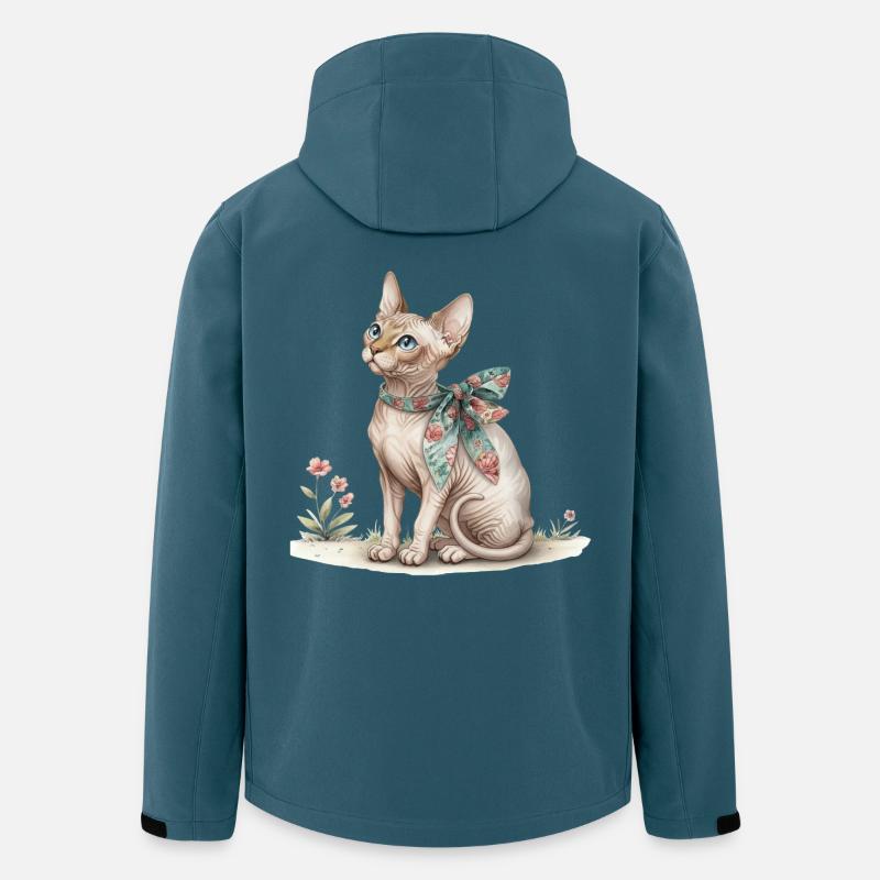 Mignonne œuvre d’aquarelle Chat chat chat fleur - Veste softshell homme en polyester recyclé Stanley/Stella - bleu pétrole foncé