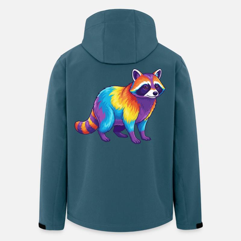 Bunter Waschbär-Regenbogen-Pop-Art-Aquarell - Recycelte Männer Softshell-Jacke von Stanley/Stella - Dunkles Petrol