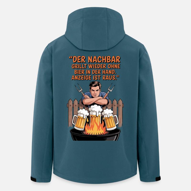 Grill Spruchmotiv Bier und Nachbarschaft - Recycelte Männer Softshell-Jacke von Stanley/Stella - Dunkles Petrol
