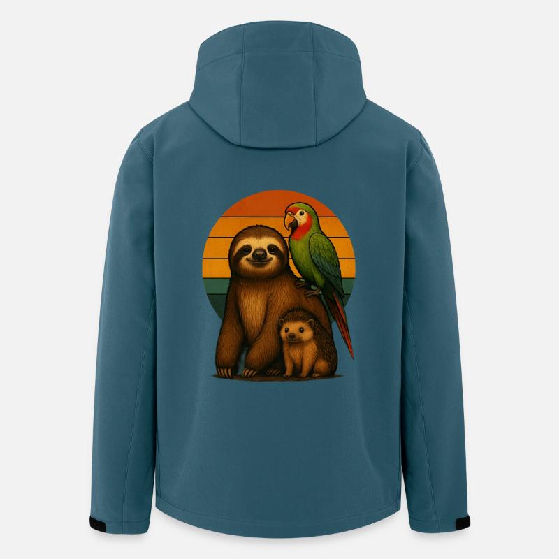 Faultier Papagei Igel - Recycelte Männer Softshell-Jacke von Stanley/Stella - Dunkles Petrol