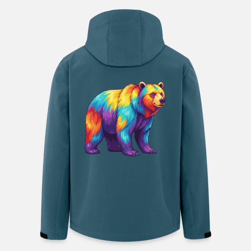 Bunte Bärenregenbogen-Pop-Art-Aquarell - Recycelte Männer Softshell-Jacke von Stanley/Stella - Dunkles Petrol