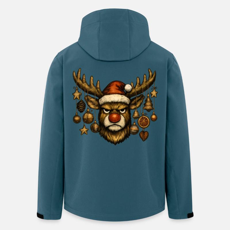 Hirsch Rudolph Joyeux Noël - Veste softshell homme en polyester recyclé Stanley/Stella - bleu pétrole foncé