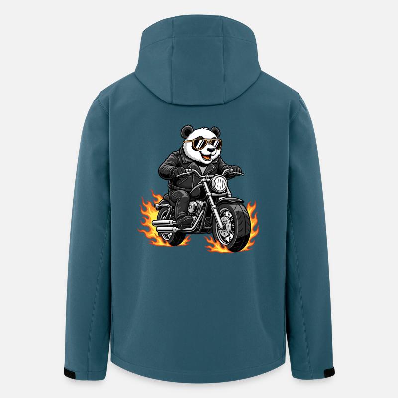 Cool Biker Panda Motorradflammen - Recycelte Männer Softshell-Jacke von Stanley/Stella - Dunkles Petrol