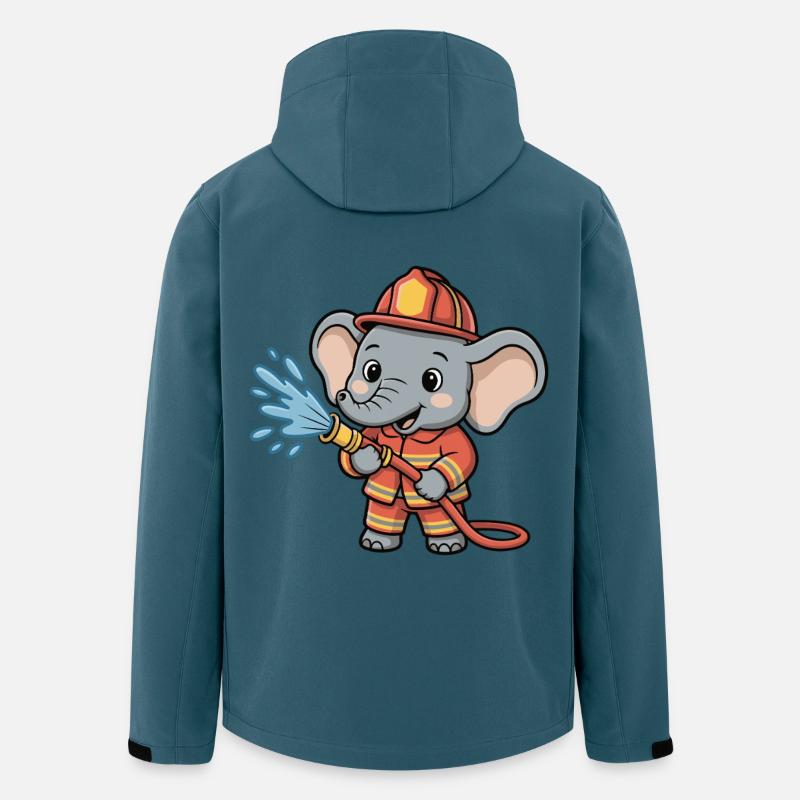 Elefant Feuerwehrheld mit Schlauch - Recycelte Männer Softshell-Jacke von Stanley/Stella - Dunkles Petrol