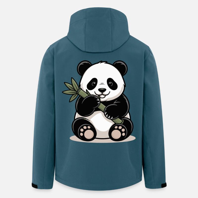 Panda mit Bambusstock - Recycelte Männer Softshell-Jacke von Stanley/Stella - Dunkles Petrol