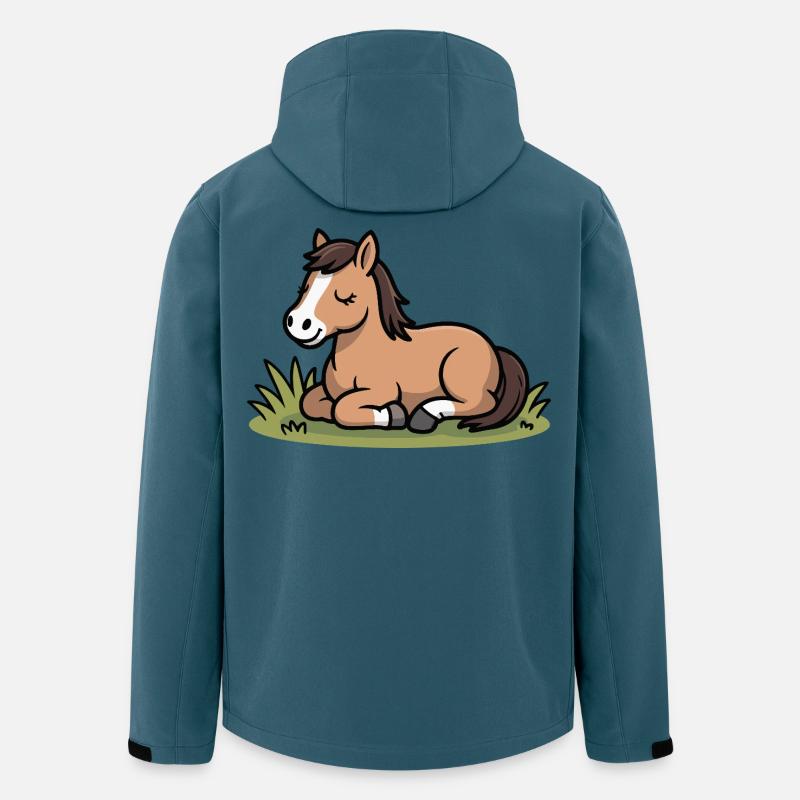 Kuscheliges Pferdchen im Gras - Recycelte Männer Softshell-Jacke von Stanley/Stella - Dunkles Petrol