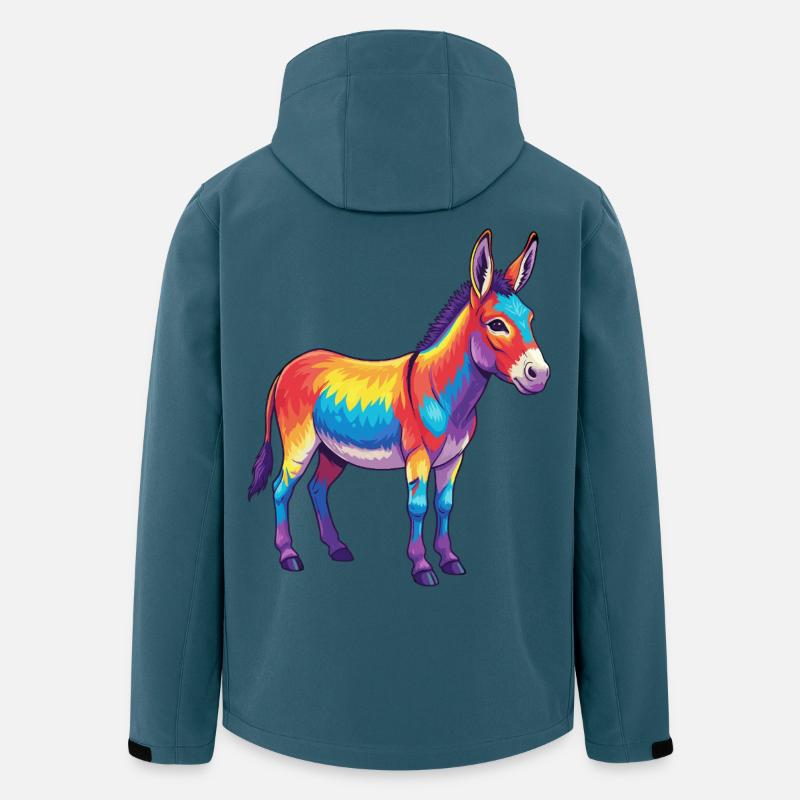Bunte Eselregenbogen-Pop-Art-Aquarell - Recycelte Männer Softshell-Jacke von Stanley/Stella - Dunkles Petrol