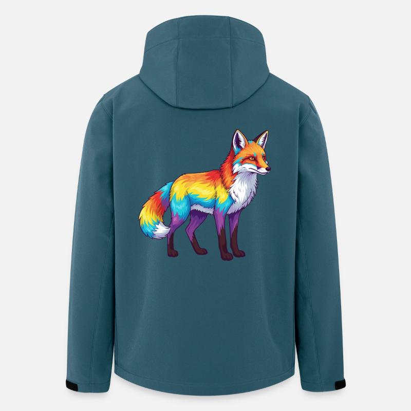 Buntes Fuchs-Regenbogen-Pop-Art-Aquarell - Recycelte Männer Softshell-Jacke von Stanley/Stella - Dunkles Petrol