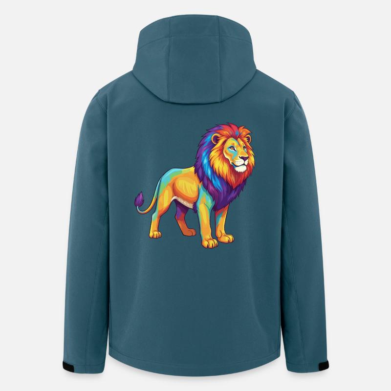 Bunte Löwen-Regenbogen-Pop-Art-Aquarell - Recycelte Männer Softshell-Jacke von Stanley/Stella - Dunkles Petrol