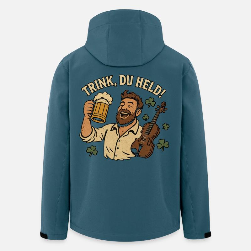 Trink, Du Held!  - Recycelte Männer Softshell-Jacke von Stanley/Stella - Dunkles Petrol