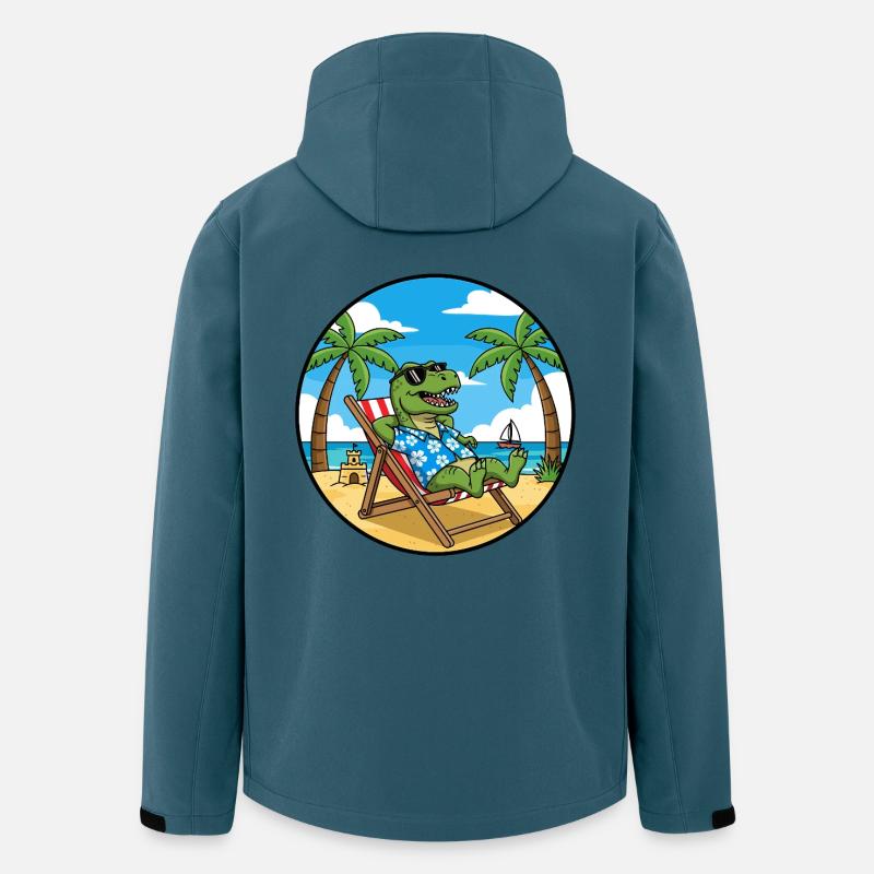 Coole Dinosaurier-Strandferien-Sommervibes - Recycelte Männer Softshell-Jacke von Stanley/Stella - Dunkles Petrol